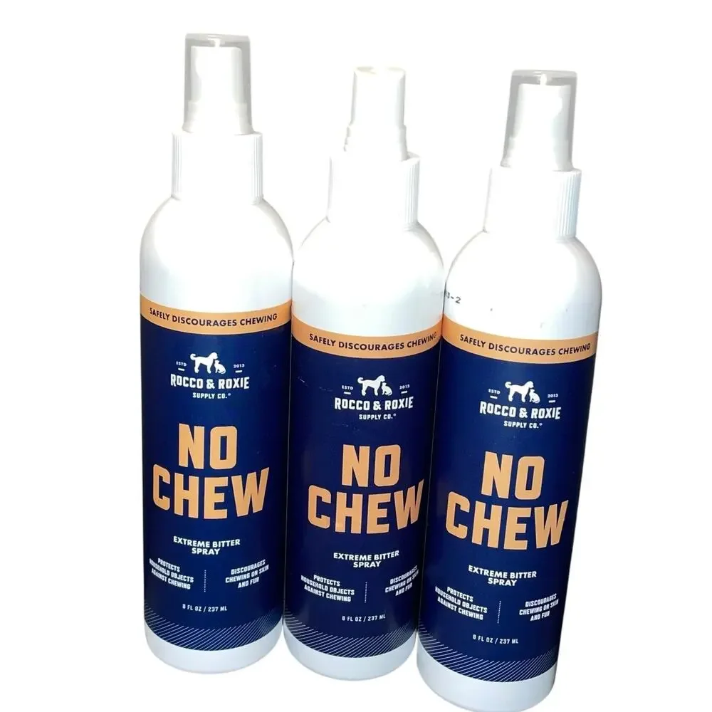 Rocco & Roxie No Chew Extreme Bitter Spray Dogs Stop Chewing 8 oz Lot of 3 NEW